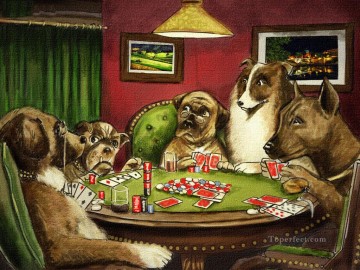 dogs playing poker Oil Paintings